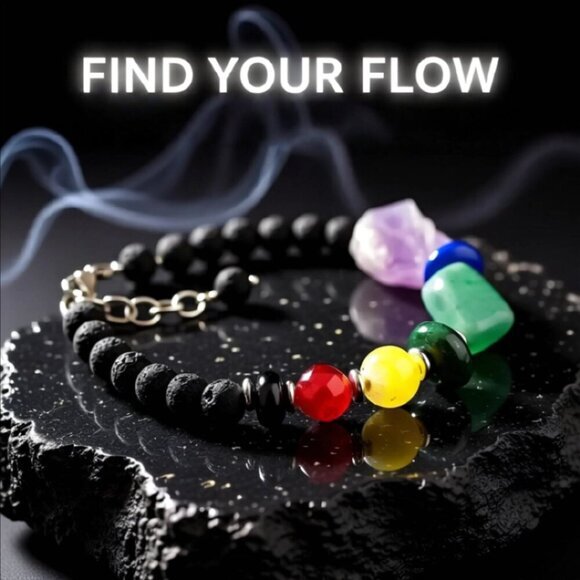 7 Chakra Bracelet ~ Balance Your Energy ~ Cool Calm & Collected Meditations 7-8" - Picture 3 of 9